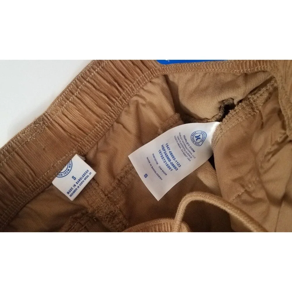 HURLEY Corduroy Drawstring Shorts Men Small Pull-on Regular Fit Tan‎ Brown NEW